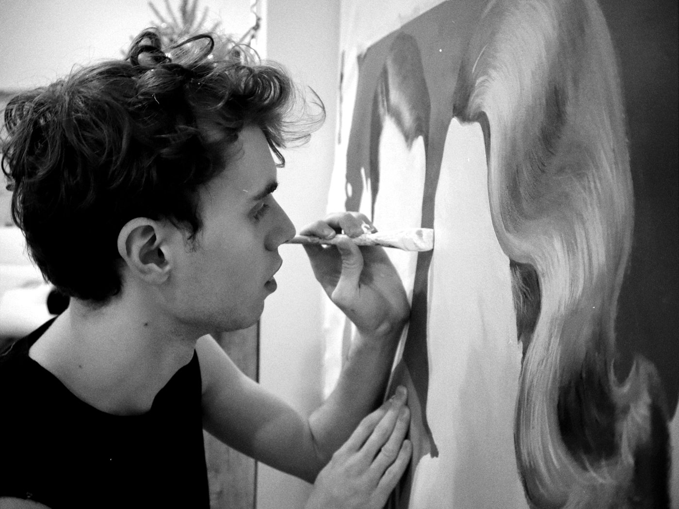Elijah McKenzie-Jackson painting, in profile